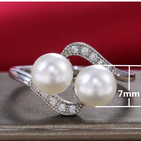 White Pearl 925 Silver Rings Jewelry Wedding Party - Picture 7 of 7